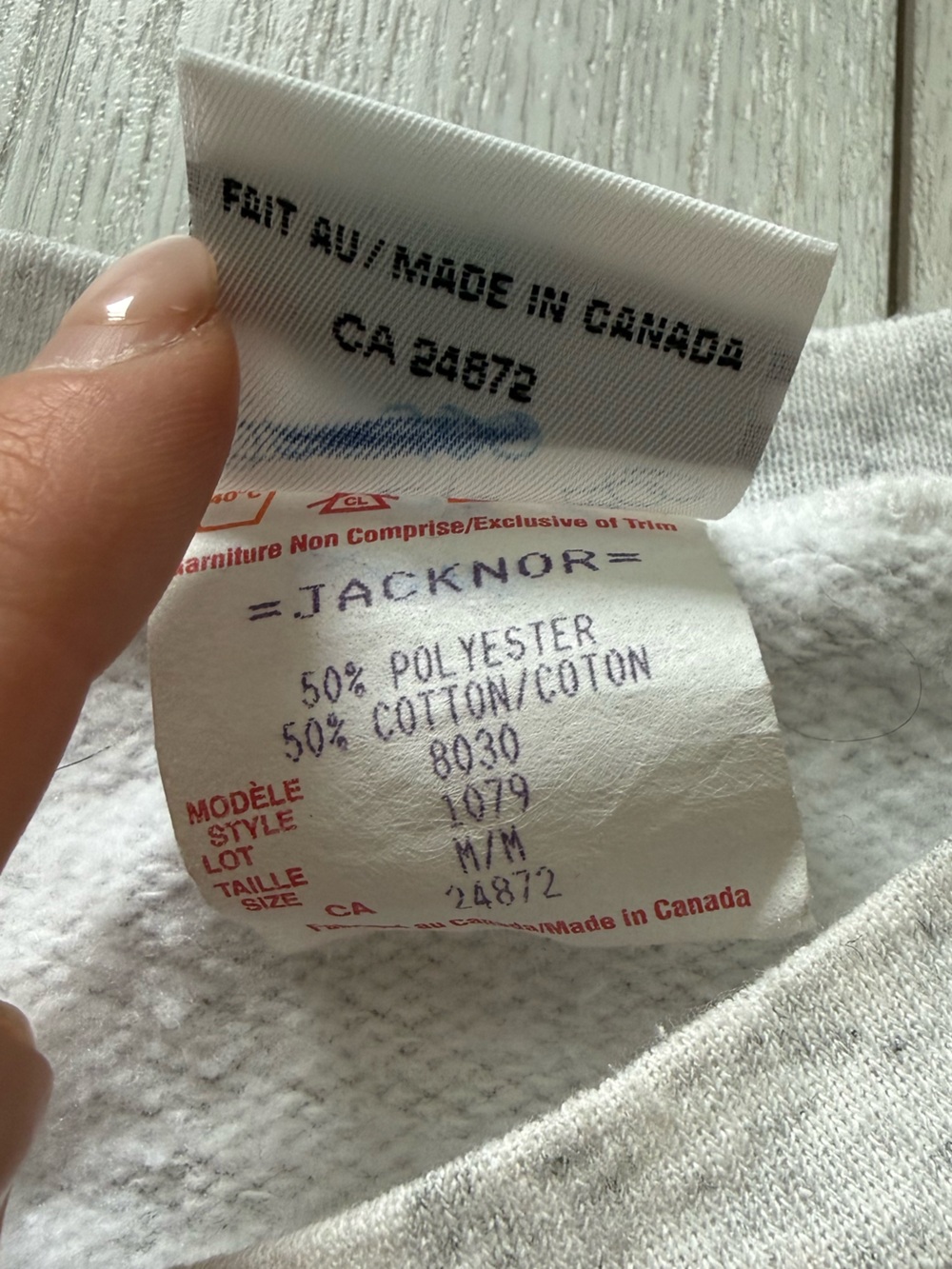 Vintage single stitch grey pullover crewneck sweatshirt medium Canada 80s 90s - Picture 3 of 8